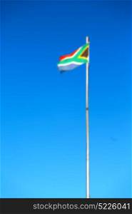 in south africa close up of the blur national flag on pole
