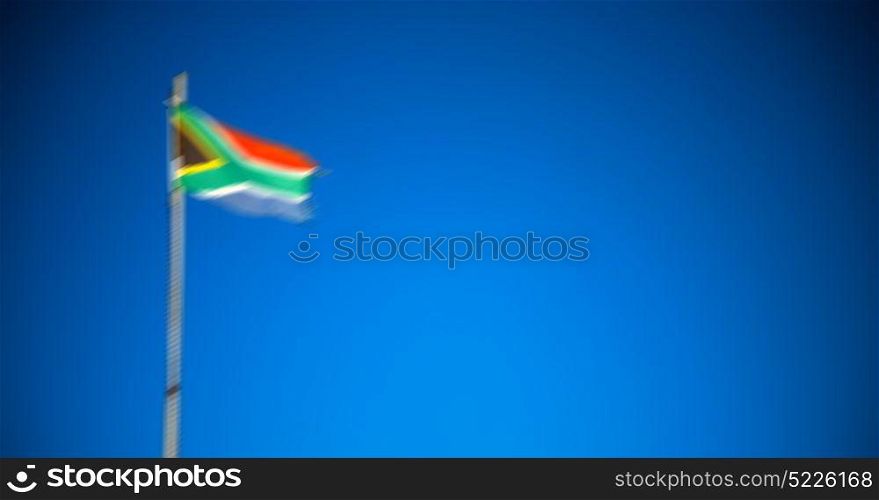 in south africa close up of the blur national flag on pole
