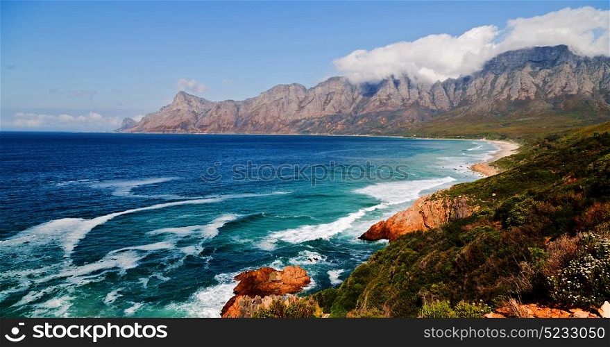 in south africa coastline indian ocean near the mountain and beach with pkant and bush