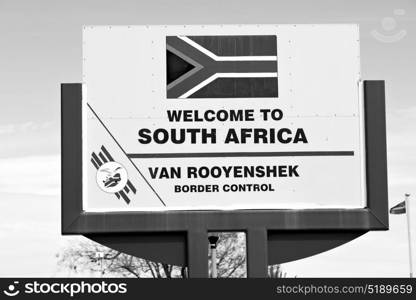 in south africa control border signal welcome concept and sky