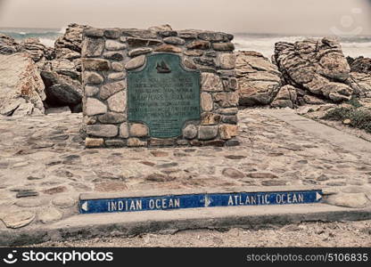 in south africa road sign of cape agulahs the most southern african point