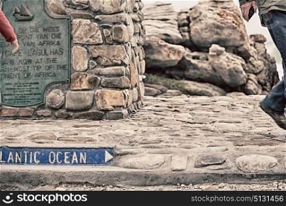 in south africa road sign of cape agulahs the most southern african point