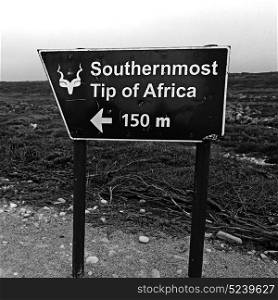 in south africa road sign of cape agulahs the most southern african point