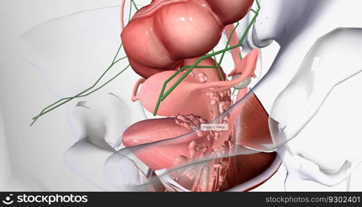 In stage IV, the cancer spreads to invade nearby organs, such as the bladder, rectum, and kidneys. 3D rendering. In stage IV, the cancer spreads to invade nearby organs, such as the bladder, rectum, and kidneys.