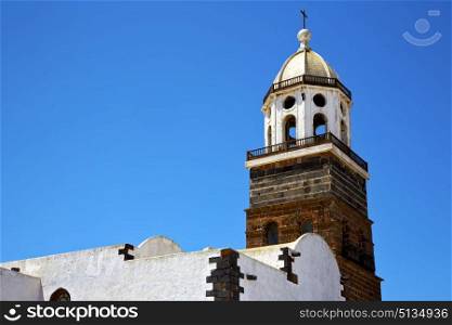 in teguise arrecife lanzarote spain the old wall terrace church bell tower