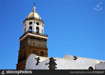 in teguise arrecife lanzarote spain the old wall terrace church bell tower