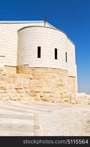 in the antique monastery religion site of mount nebo in jordan