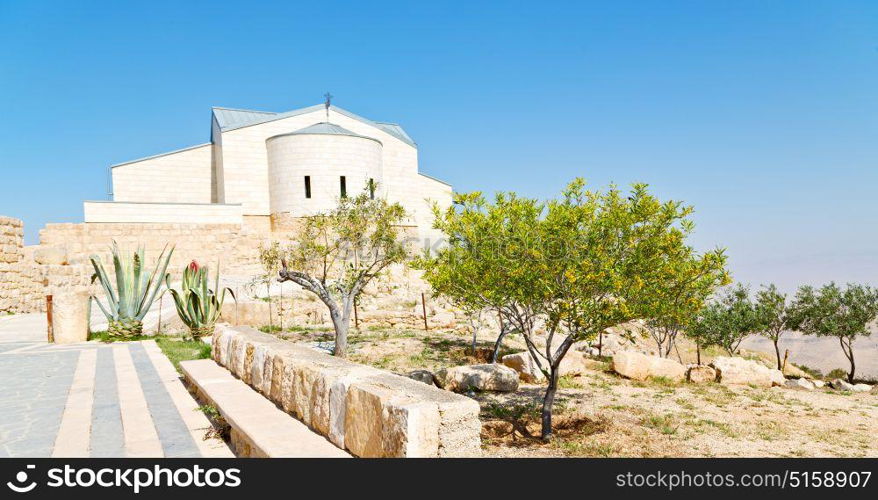 in the antique monastery religion site of mount nebo in jordan