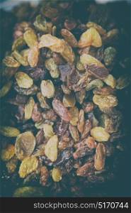 in the bazzar lots of dried raisin fruits like healty food concept