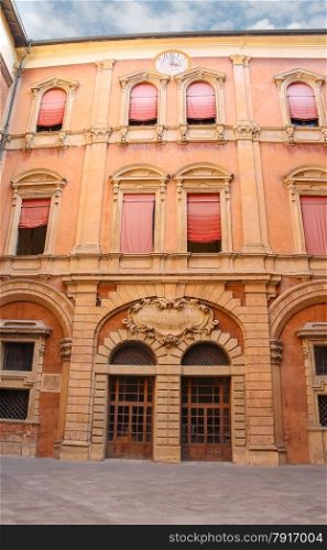 In the courtyard of the Palazzo Comunale in Bologna. Italy