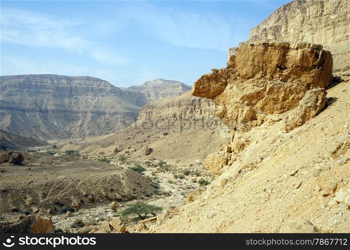 In the crater Makhtesh Katan in Negev desert, Israel