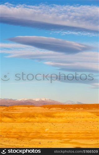 in the desert of morocco sahara and rock stone sky