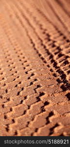 in the desert track of car and truck in the sand like abstract background