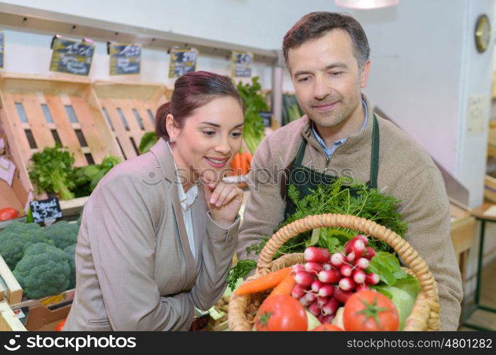 in the fresh produce shop