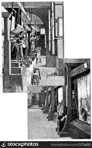 In the Gobelins workshops, vintage engraved illustration. Paris - Auguste VITU ? 1890.