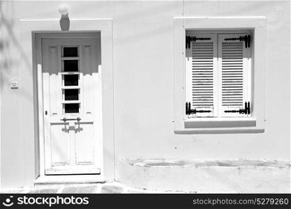 in the greece island window and door white colors old architecture