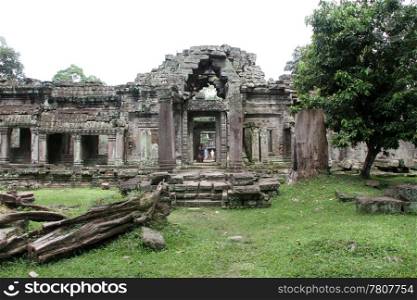 In the innder yard of temple Wat Preah Khan, Angkor wat. Cambodia