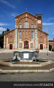 in the legnano old church closed brick tower sidewalk italy lombardy