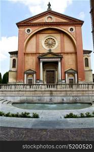 in the legnano old church closed brick tower sidewalk italy lombardy