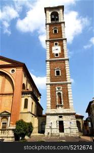 in the legnano old church closed brick tower sidewalk italy lombardy