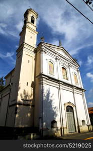 in the legnano old church closed brick tower sidewalk italy lombardy