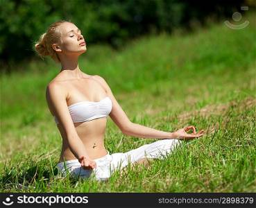 In the lotus pose