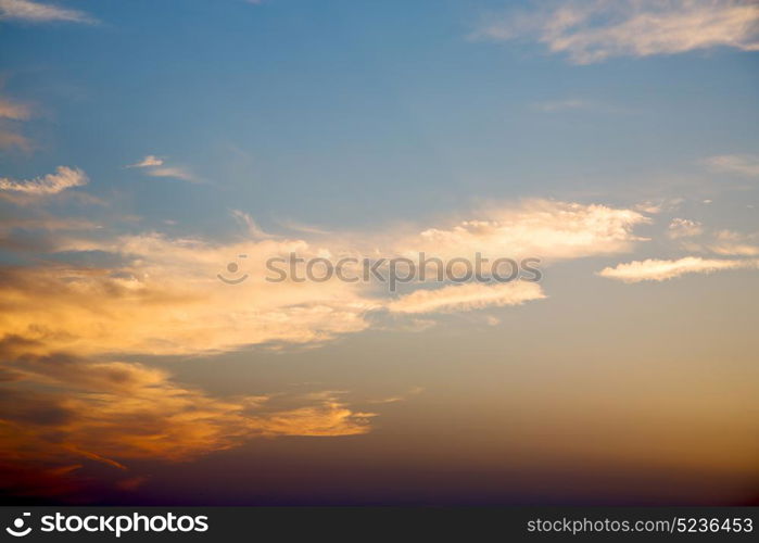 in the red blue sky cloud and sunrise orange color