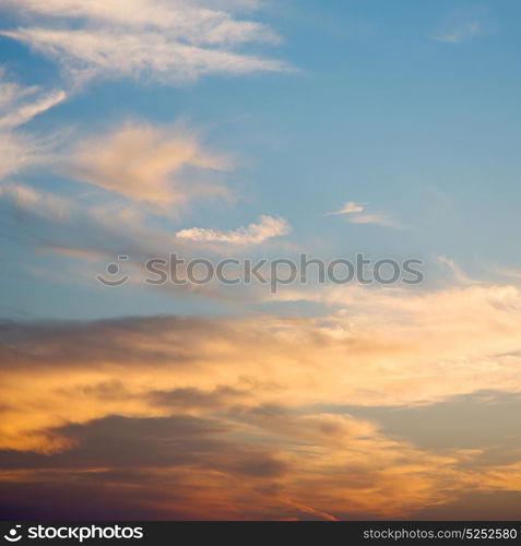 in the red blue sky cloud and sunrise orange color