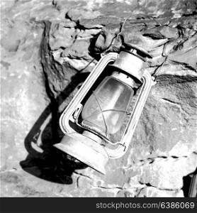 in the rock desert of jordan an antique old fashioned lamp isolated