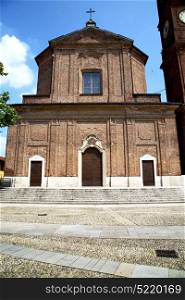 in the samarate old church closed brick tower sidewalk italy lombardy