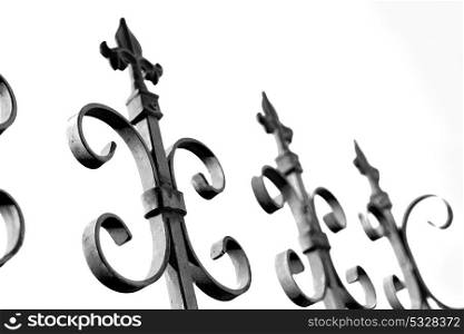 in the sky an iron fence prospective and abstracr background