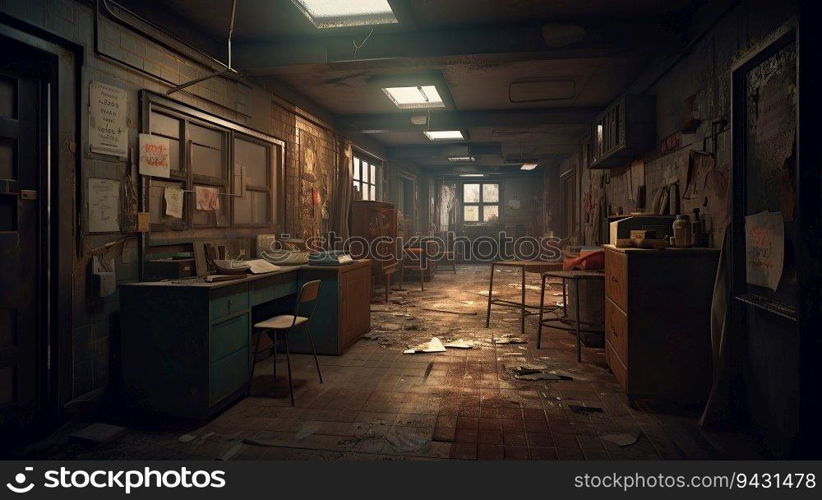 In the style of "the backrooms" liminal space, realistic, unsettling atmosphere,created by AI