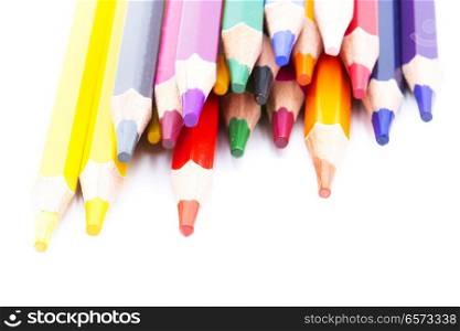 in the white background the color of pencil and the blur with empty space 