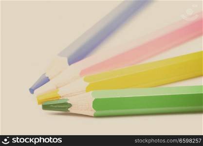 in the white background the color of pencil and the blur with empty space
