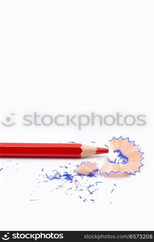in the white background the color of pencil  the blur with colors transformation andempty space
