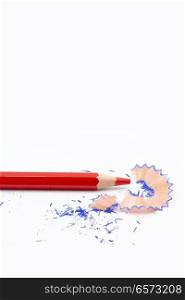 in the white background the color of pencil  the blur with colors transformation andempty space
