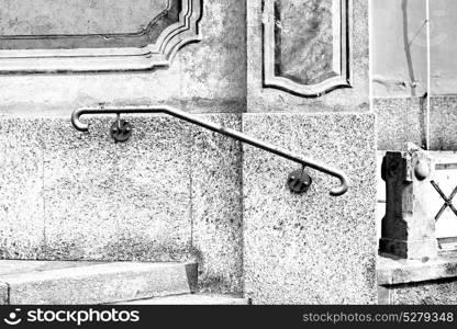 in the white concrete wall and shadow black balauster acces abstract handrail