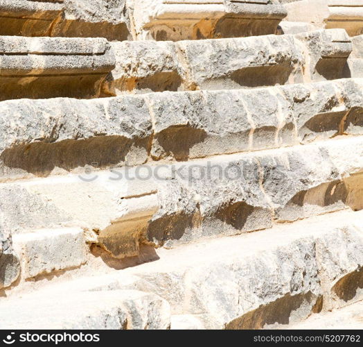 in turkey europe aspendos the old theatre abstract texture of step and gray