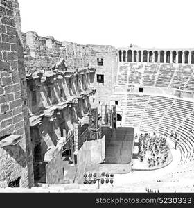 in turkey europe aspendos the old theatre abstract texture of step and gray