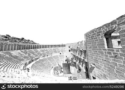 in turkey europe aspendos the old theatre abstract texture of step and gray