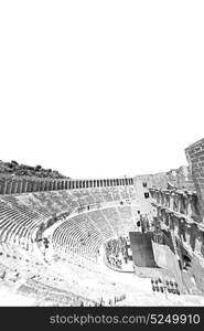 in turkey europe aspendos the old theatre abstract texture of step and gray