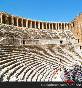 in turkey europe aspendos the old theatre abstract texture of step and gray