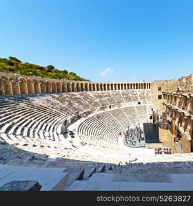 in turkey europe aspendos the old theatre abstract texture of step and gray