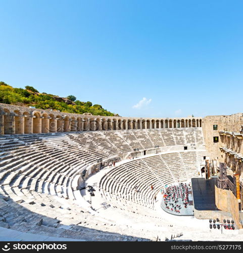 in turkey europe aspendos the old theatre abstract texture of step and gray