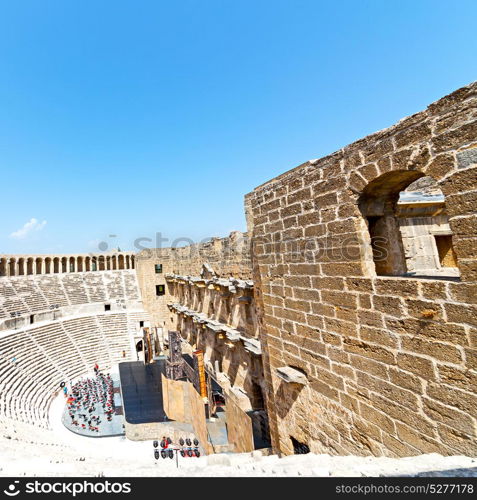 in turkey europe aspendos the old theatre abstract texture of step and gray