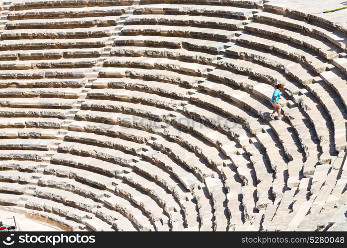 in turkey europe aspendos the old theatre abstract texture of step and gray