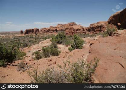   in USA inside the arches national  park the beauty of amazing nature tourist destination