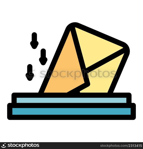 Inbox envelope icon. Outline inbox envelope vector icon color flat isolated. Inbox envelope icon color outline vector