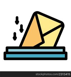 Inbox envelope icon. Outline inbox envelope vector icon color flat isolated. Inbox envelope icon color outline vector