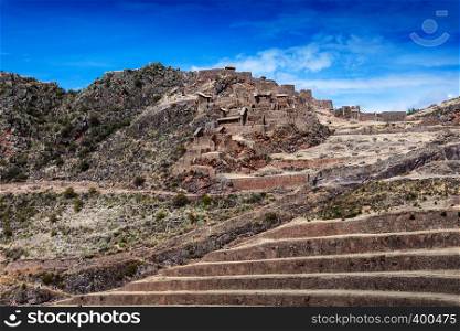 Inca ancient fortress in the mountains